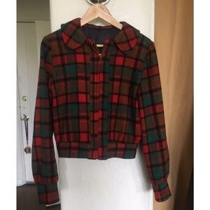 1940s cropped plaid wool jacket